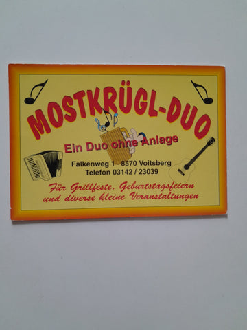 Autogrammkarte Mostkrügl-Duo Ein Duo ohne Anlage. Voitsberg. Heinz Schauperl.