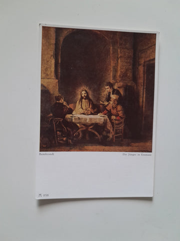 AK Rembrandt: Die Jünger in Emmaus.