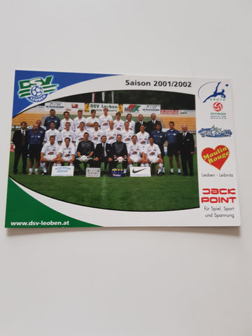 Autogrammkarte DSV Leoben Saison 2001/2002.