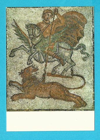 AK Eisenstadt. Bgld. Landesmuseum. Römisches Mosaik. Belleraphon tötet Chimära.