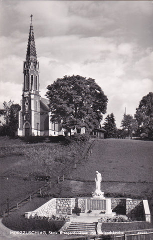 AK Mürzzuschlag. Kriegerdenkmal und Heilandskirche.