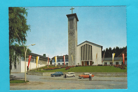 AK Bad Schallerbach. Lourdes-Jubiläumskirche mit Pfarrhof und Saal.