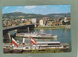 AK Linz/Donau, DDSG-Anlegestelle mit Pöstlingberg.