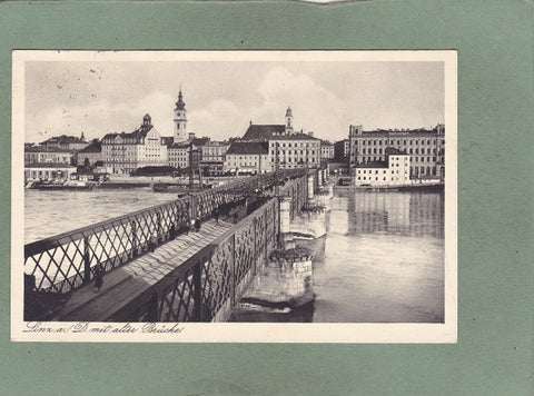 AK Linz a./D. Mit alter Brücke.