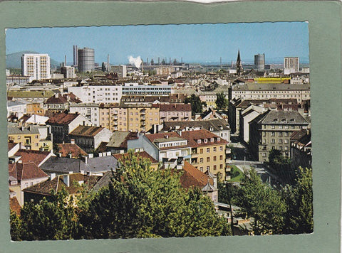 AK Linz, Donaustadt am Alpenrand. Panorama, im Hintergrund di VÖEST.