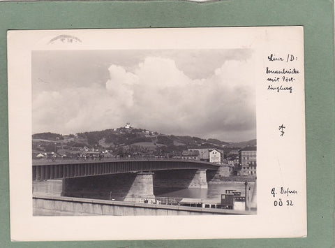 AK Linz/D. Donaubrücke mit Pöstlingberg.