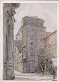 AK Pfarrplatz, Ecke Pfarrgasse. Barockes Bürgerhaus. Heimatwerk Oberdonau, E.V., Linz a.d. Donau. Kartenfolge VI: Linz a.d. Donau und Umgebung. Nummeriert: 3. Nach einem Aquarell von F.X. Weidinger, Bad Ischl.