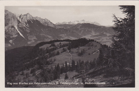 AK Weg von Werfen zur Ostpreussenhütte m. Tennengebirge u. Dachsteinmassiv.