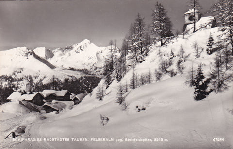 AK Schiparadies Radstädter Tauern. Felseralm geg. Steinfeldspitze. (1960)