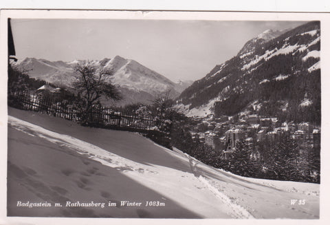 AK Badgastein mit Rathausberg im Winter.