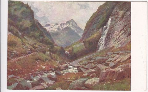 AK Partie ins Nassfeld mit Schareck und Schleierfall. (1912) Gasteiner Künstlerkarten Serie A. Nr. 4.