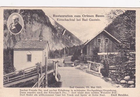 AK Restauration zum Grünen Baum. Kötschachtal bei Bad Gastein.