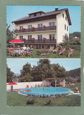 AK St. Egyden bei Velden/Wörther See. Pension Pachernighof. Inh. Familie Sumper, Latschach 11 und 41.