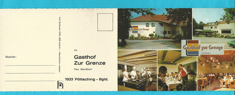 Doppel-AK Pöttsching. Gasthof zur Grenze. Fam. Marchhart.